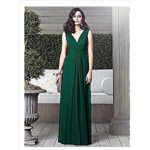 Dessy Collection Discontinued Hunter Green Long Formal Dress Size 8 Style # 2907
